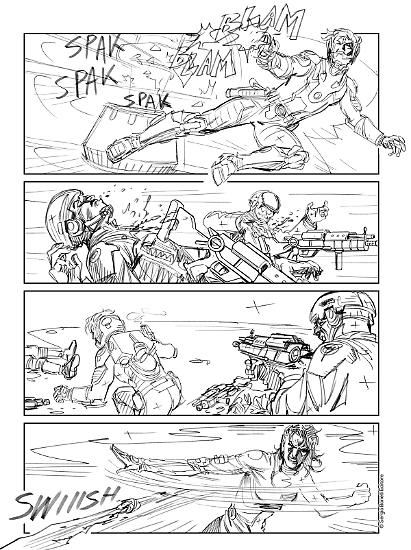 Le matite di una tavola di Patrizia Mandanici per "Codice fantasma", Nathan Never n.331.