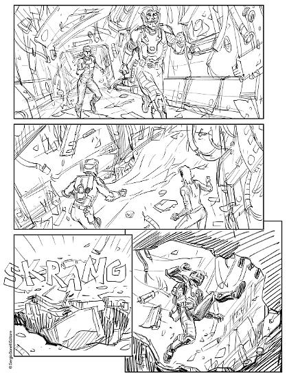 Le matite di una tavola di Patrizia Mandanici per "Codice fantasma", Nathan Never n.331.