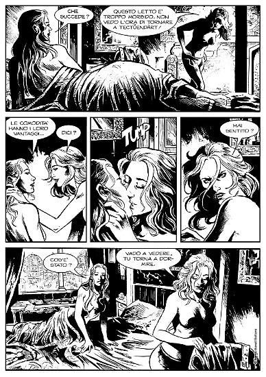 Una tavola di Vincenzo Riccardi da "Il potere e la gloria", Dragonero n. 68. Testi di Gabriella Contu.
