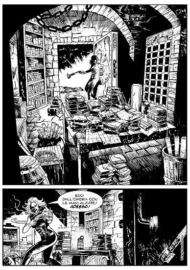 Una tavola di Vincenzo Riccardi da "Il potere e la gloria", Dragonero n. 68. Testi di Gabriella Contu.