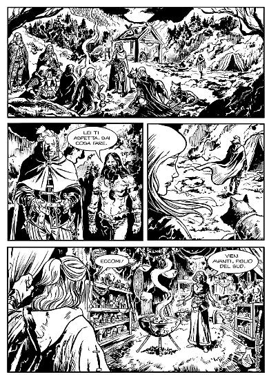 Una tavola di Vincenzo Riccardi da "Il potere e la gloria", Dragonero n. 68. Testi di Gabriella Contu.