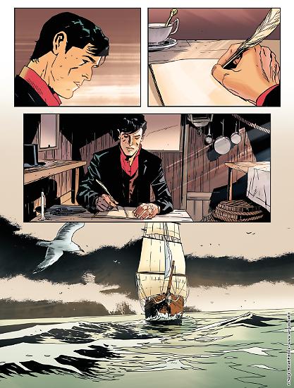 Una tavola di Stefano Landini da "L'ultimo viaggio del Demeter", Dylan Dog Color Fest n.28.