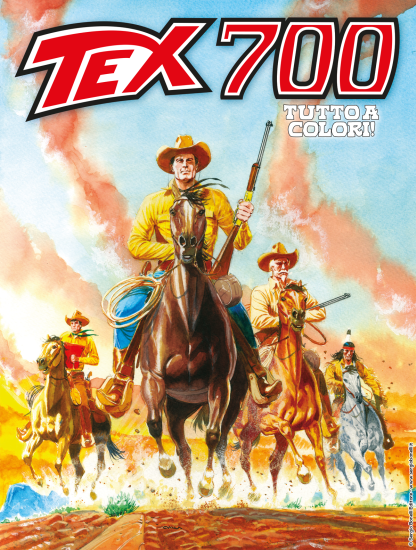 La copertina di Tex 700 "L'oro dei Pawnee", realizzata da Claudio Villa