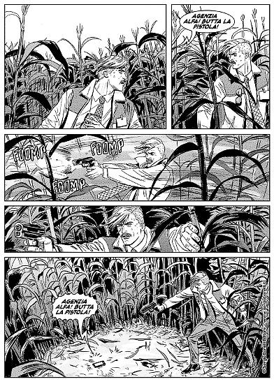 Una tavola di Elena Pianta da "Rapimento alieno", Nathan Never n.334. Testi di Michele Medda.