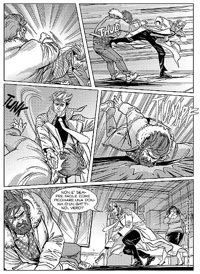 Una tavola di Elena Pianta da "Rapimento alieno", Nathan Never n.334. Testi di Michele Medda.