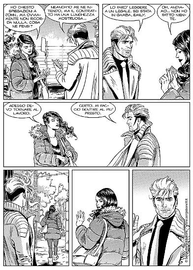 Una tavola di Elena Pianta da "Rapimento alieno", Nathan Never n.334. Testi di Michele Medda.
