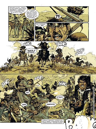 Una tavola di R.M. Guéra da "L'uomo dalle pistole d'oro". Testi di Pasquale Ruju.