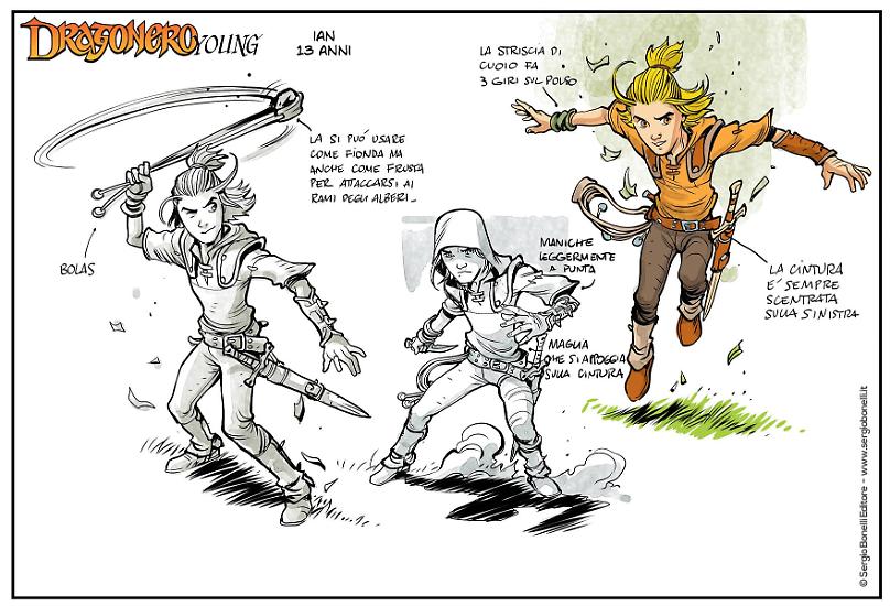 Uno studio del personaggio di Ian per il cartone animato di Dragonero.