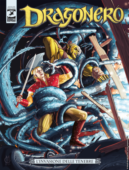 La copertina di Giuseppe Matteoni per "L'invasione delle tenebre", Dragonero n. 73.