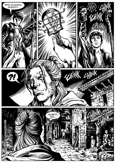 Una tavola di Gianluigi Gregorini da "L'invasione delle tenebre", Dragonero n.73. Testi di Luca Enoch.