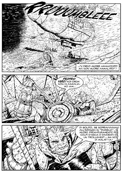 Una tavola di Salvatore Porcaro da "Il pianto rosso", Dragonero n.72. Testi di Luca Enoch.
