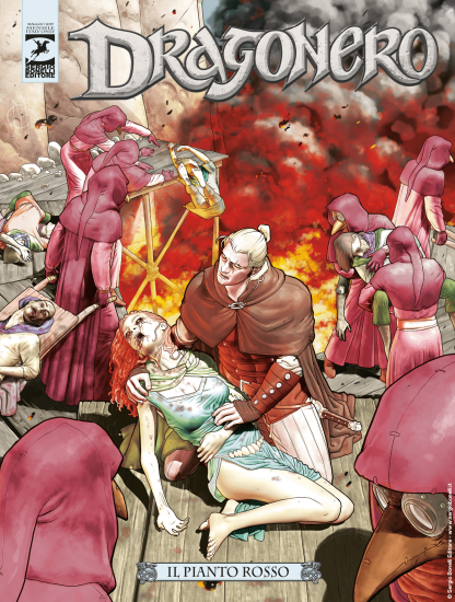 La copertina di Giuseppe Matteoni per "Il pianto rosso", Dragonero n.72.
