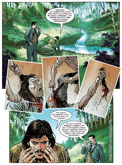 Una tavola di Valerio Piccioni e Maurizio Di Vincenzo da "Clear Water", Zagor Le Origini n.1. Testi di Moreno Burattini.