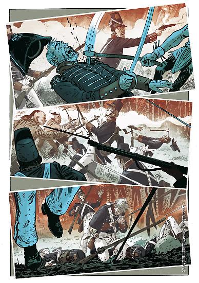 Una tavola di Valerio Piccioni e Maurizio Di Vincenzo da "Clear Water", Zagor Le Origini n.1. Testi di Moreno Burattini.