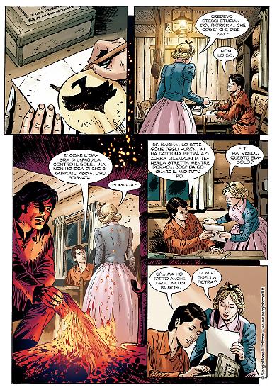 Una tavola di Valerio Piccioni e Maurizio Di Vincenzo da "Clear Water", Zagor Le Origini n.1. Testi di Moreno Burattini.