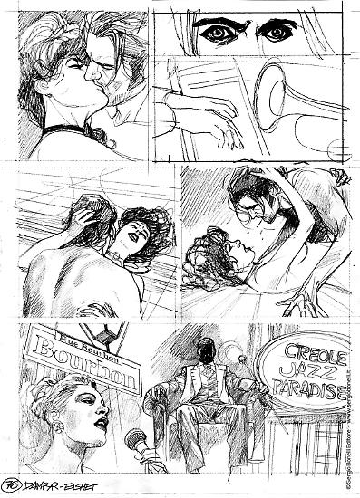 Studi, schizzi e fasi di lavorazione di Nicola Genzianella per alcune tavole di Dampyr 230 "Le ragazze di Mahogany Hall".