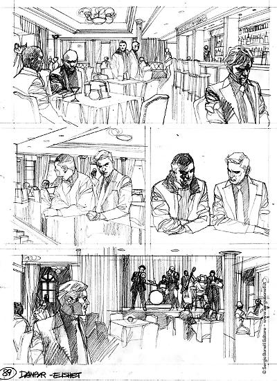 Studi, schizzi e fasi di lavorazione di Nicola Genzianella per alcune tavole di Dampyr 230 "Le ragazze di Mahogany Hall".