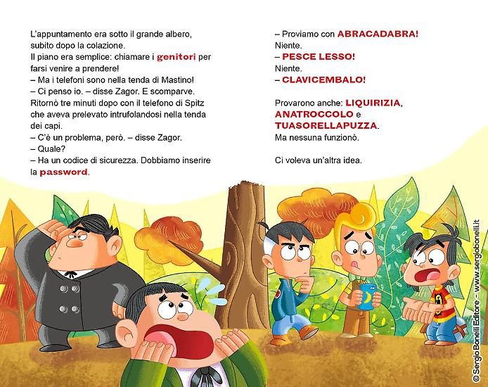Due pagine dal libro "Bonelli Kids. Fuga da Campo Sventura".