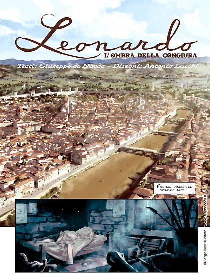 Una tavola tratta da "Leonardo. L'ombra della congiura", testi di Giuseppe de Nardo, disegni di Antonio Lucchi.