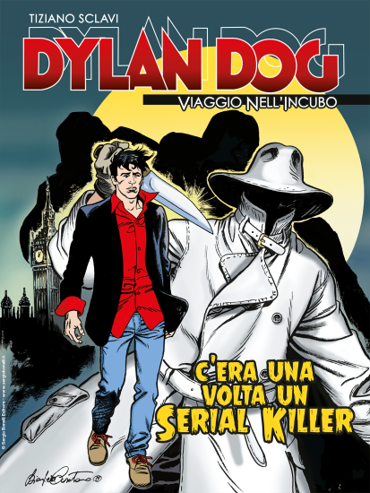 La copertina inedita di Dylan Dog. Viaggio nell'Incubo n.1 "C'era una volta un serial killer", realizzata da Giampiero Casertano.