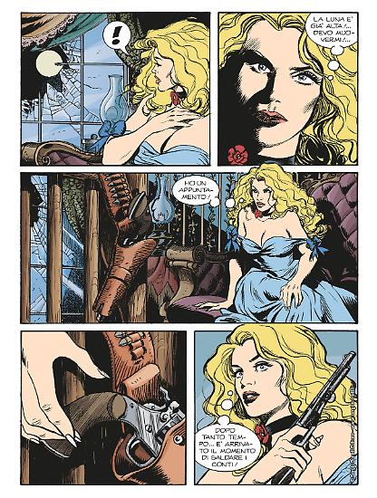 Una tavola tratta da "La vendetta di Gambit", testi di Moreno Burattini, disegni di Massimo Pesce, colori di GFB Comics