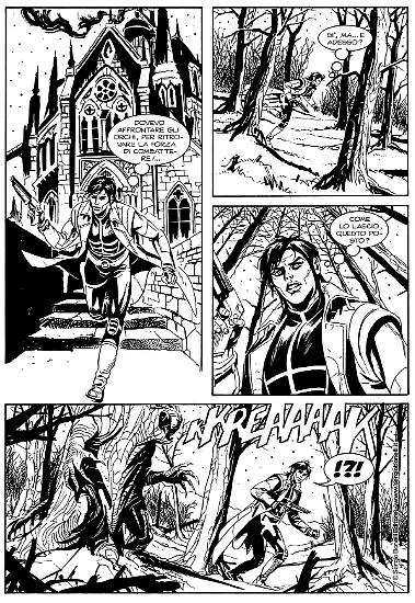 Una tavola di Cristiano Spadavecchia da "Le guerre degli orchi", Speciale Brendon n.18. Testi di Claudio Chiaverotti.