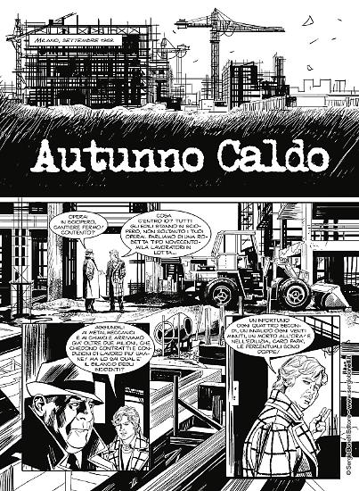 Una tavola di "Cani sciolti. Milano, 12 dicembre". Testi di Gianfranco Manfredi, disegni di Roberto Rinaldi.