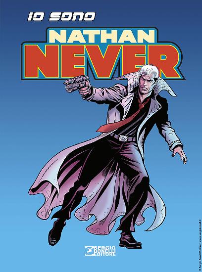 La copertina di "Io Sono Nathan Never", con un'illustrazione di Sergio Giardo.