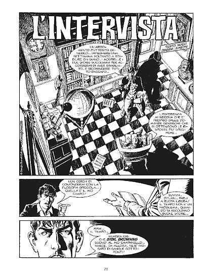 Il fumetto inedito "L'intervista", testi di Marco Nucci, disegni di Gigi Simeoni.