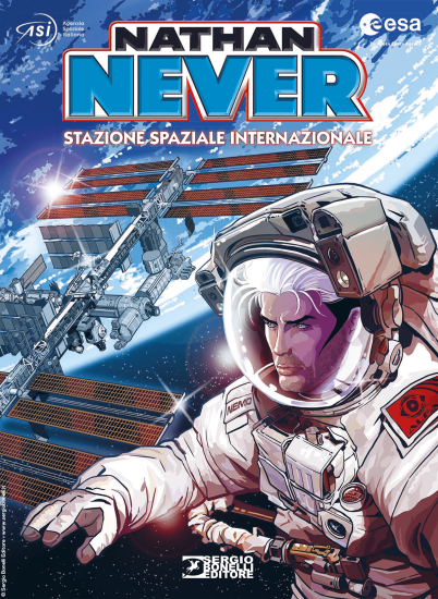 La copertina di "Nathan Never Stazione Spaziale Internazionale", realizzata da Sergio Giardo.