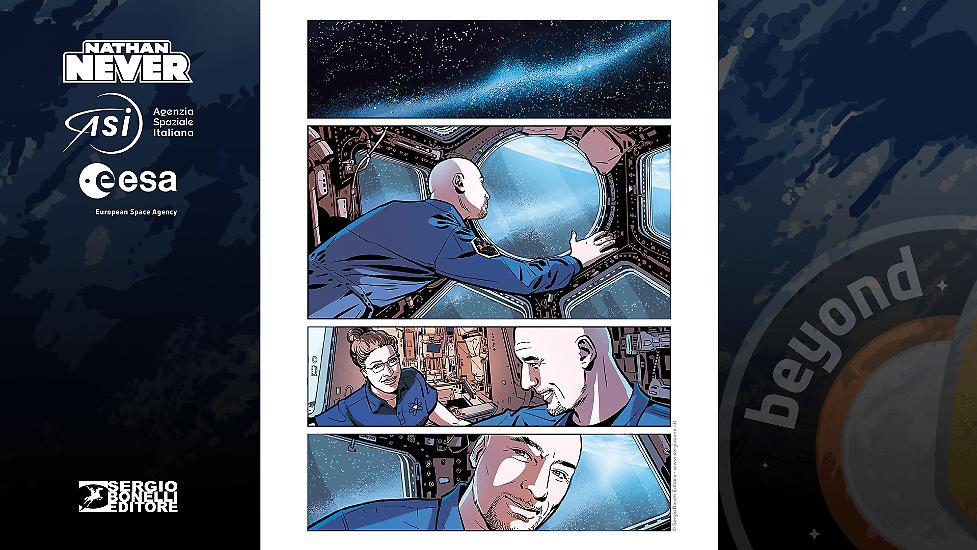 Una pagina tratta dal volume "Nathan Never Stazione Spaziale Internazionale".