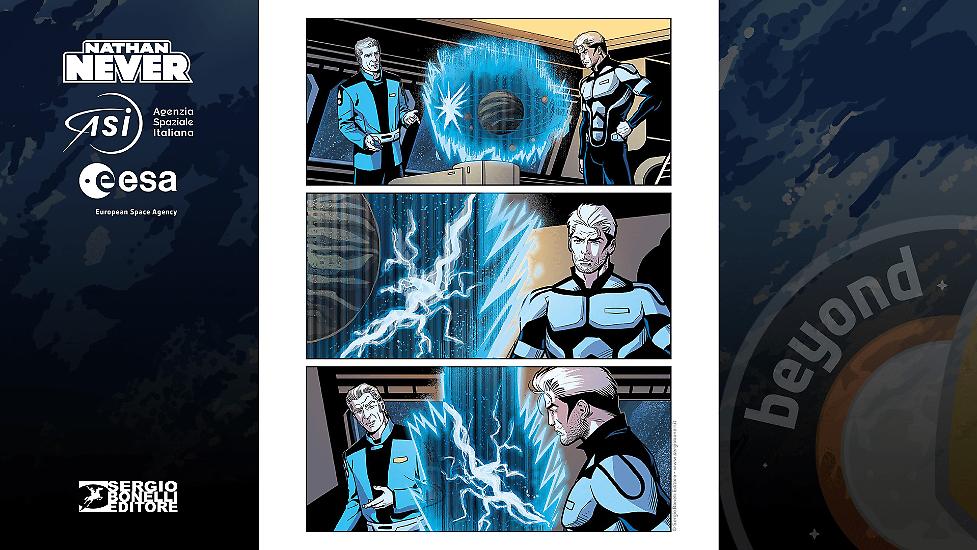 Una pagina tratta dal volume "Nathan Never Stazione Spaziale Internazionale".