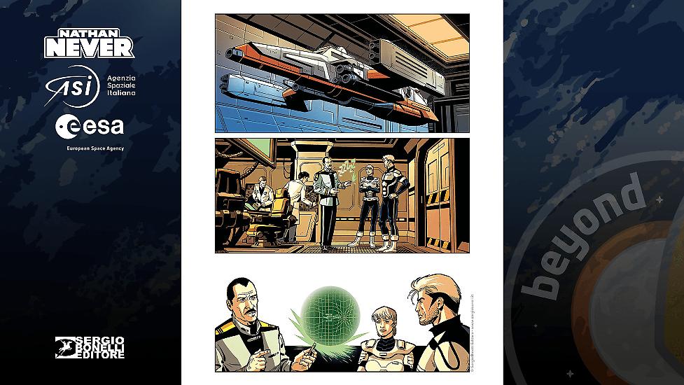 Una pagina tratta dal volume "Nathan Never Stazione Spaziale Internazionale".