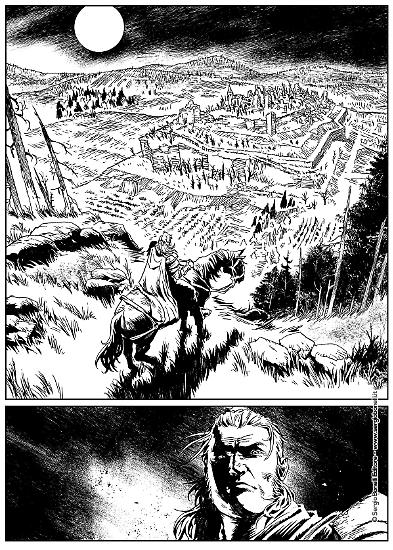 Una tavola tratta da "I ribelli dell'Erondàr", disegni di Gianluca Pagliarani, Fabio Babich, Giancarlo Olivares.