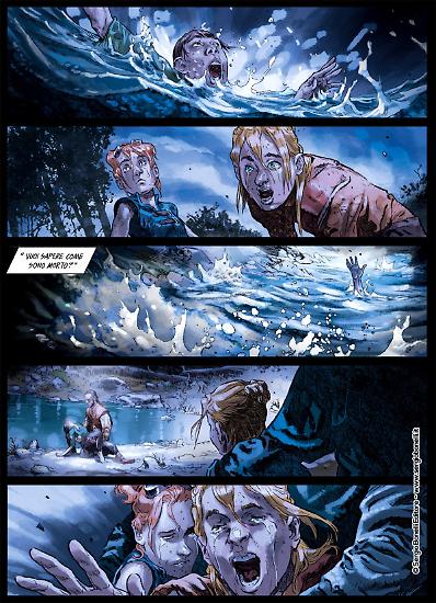 Una tavola in anteprima di "Senzanima. Giungla", testi Luca Enoch, disegni Manolo Morrone, colori Paolo Francescutto.
