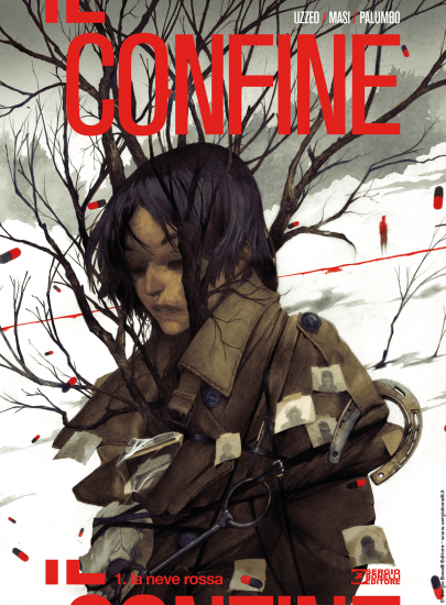 Il Confine n.1 "La neve rossa", copertina di Lorenzo "LRNZ" Ceccotti.