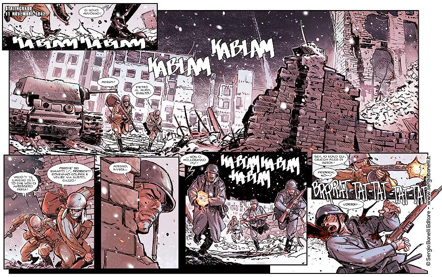 Una doppia tavola di Davide Gianfelice da "K-11. Volume primo". In anteprima a Lucca Comics & Games 2019.