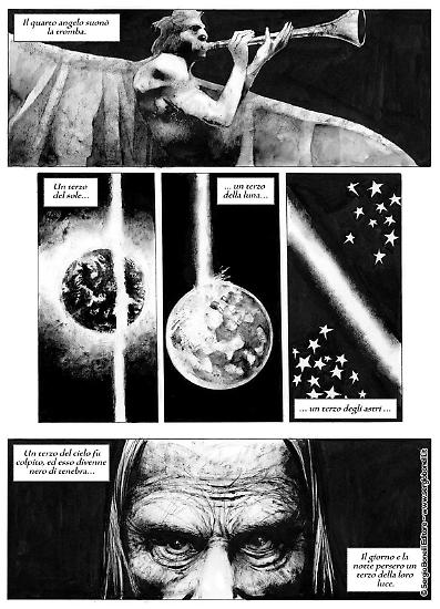 Una tavola di Corrado Roi da "Apocalisse". Testi di Alfredo Castelli. In anteprima a Lucca Comics & Games 2019.
