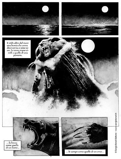 Una tavola di Corrado Roi da "Apocalisse". Testi di Alfredo Castelli. In anteprima a Lucca Comics & Games 2019.