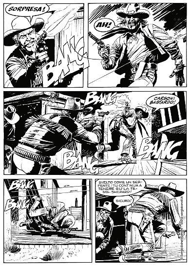Una tavola di Claudio Villa da "Tex l'inesorabile". Testi di Mauro Boselli. In anteprima a Lucca Comics & Games 2019.