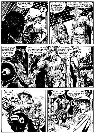 Una tavola di Claudio Villa da "Tex l'inesorabile". Testi di Mauro Boselli. In anteprima a Lucca Comics & Games 2019.