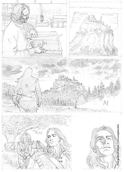 Le matite di Majo per una tavola di "Il Cavaliere di Roccabruna", Dampyr n.241.