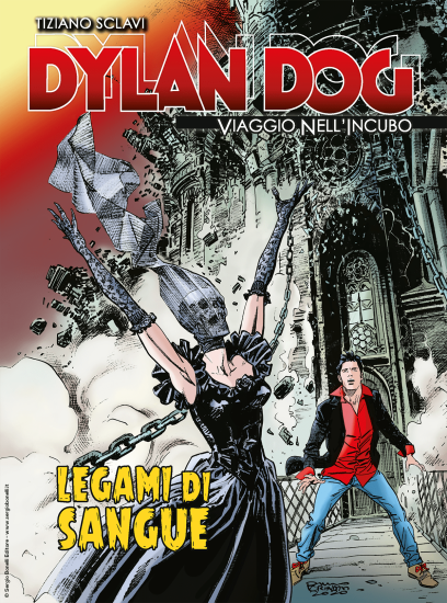 La copertina inedita di Dylan Dog. Viaggio nell'Incubo n.45 "Legami di sangue", realizzata da Bruno Brindisi.