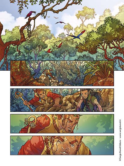 Una tavola di Francesca Aureli da "Il vecchio popolo" con i colori di Alessandra Baccaglini.