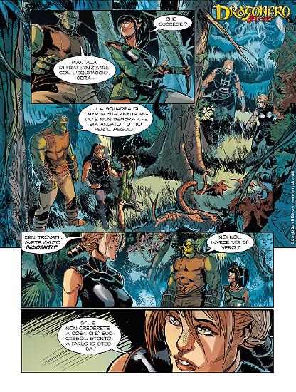 Una tavola tratta dallo Speciale Dragonero 7 "Cuore di tenebra", testi di Luca Enoch, disegni di Alessandro Pastrovicchio, colori di Piki Hamilton.