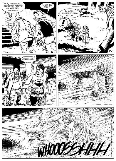 Una tavola di "Passato e futuro", Zagor n.661. Testi di Claudio Chiaverotti, disegni di Marco Torricelli.