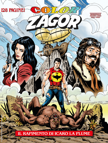 La copertina di "Il rapimento di Icaro La Plume", Color Zagor n.11, opera di Alessandro Piccinelli.