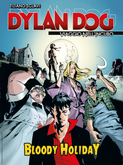 La copertina inedita di Dylan Dog. Viaggio nell'Incubo n.60 "Bloody Holiday", realizzata da Gianluca Cestaro.