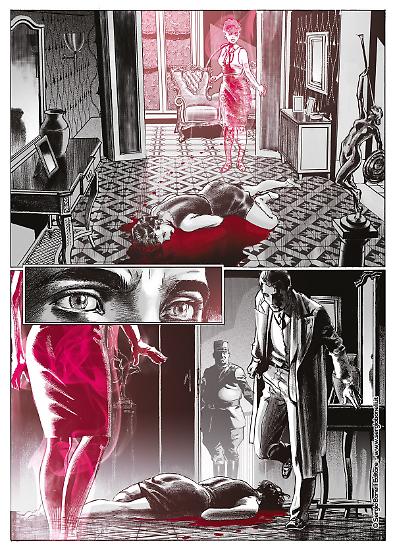 Una tavola di Daniele Bigliardo colorata da Giuseppe Boccia, da "Il commissario Ricciardi. Per mano mia".