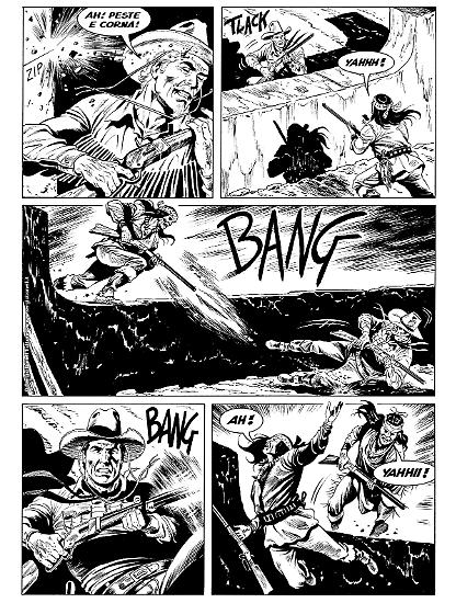 Una tavola di Alessandro Piccinelli da "I tre fratelli Bill", Maxi Tex n.27. Testi di Mauro Boselli.